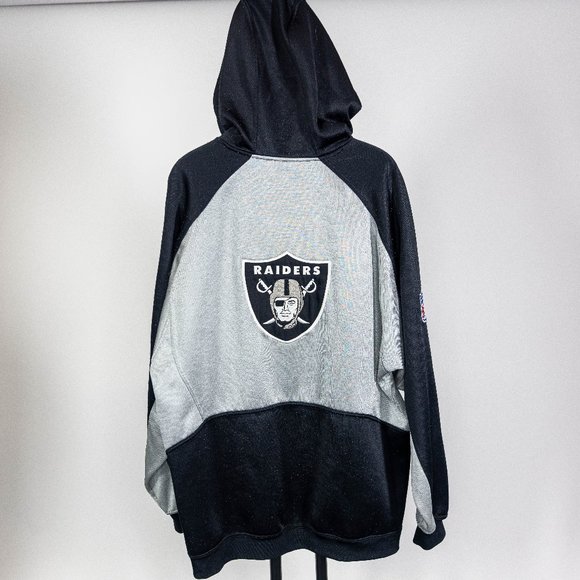 Raiders Hoodie Sweater NFL Team Apparel Reebok XL Black & Silver - Picture 2 of 7